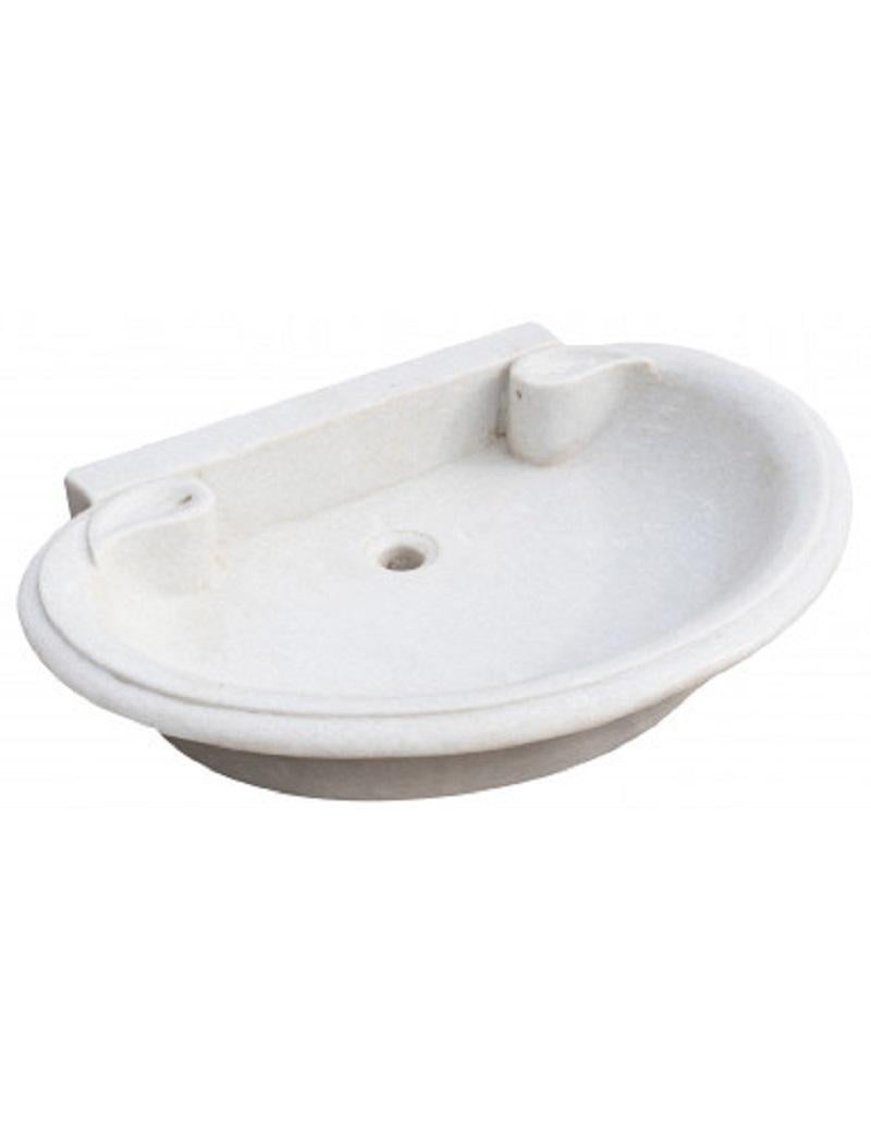 Carved Classical Carrara Marble Stone Sink Basin For Sale