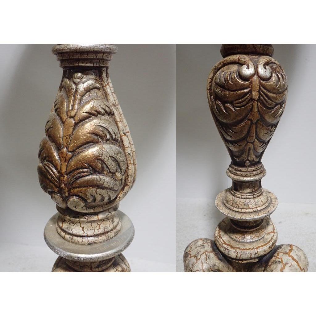 Classical Carved Figurative Rococo Torchiere with Frosted Glass Shade 2