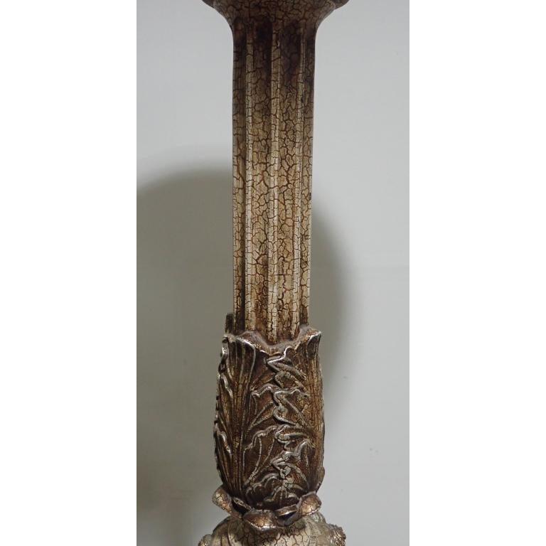 Classical Carved Figurative Rococo Torchiere with Frosted Glass Shade 3