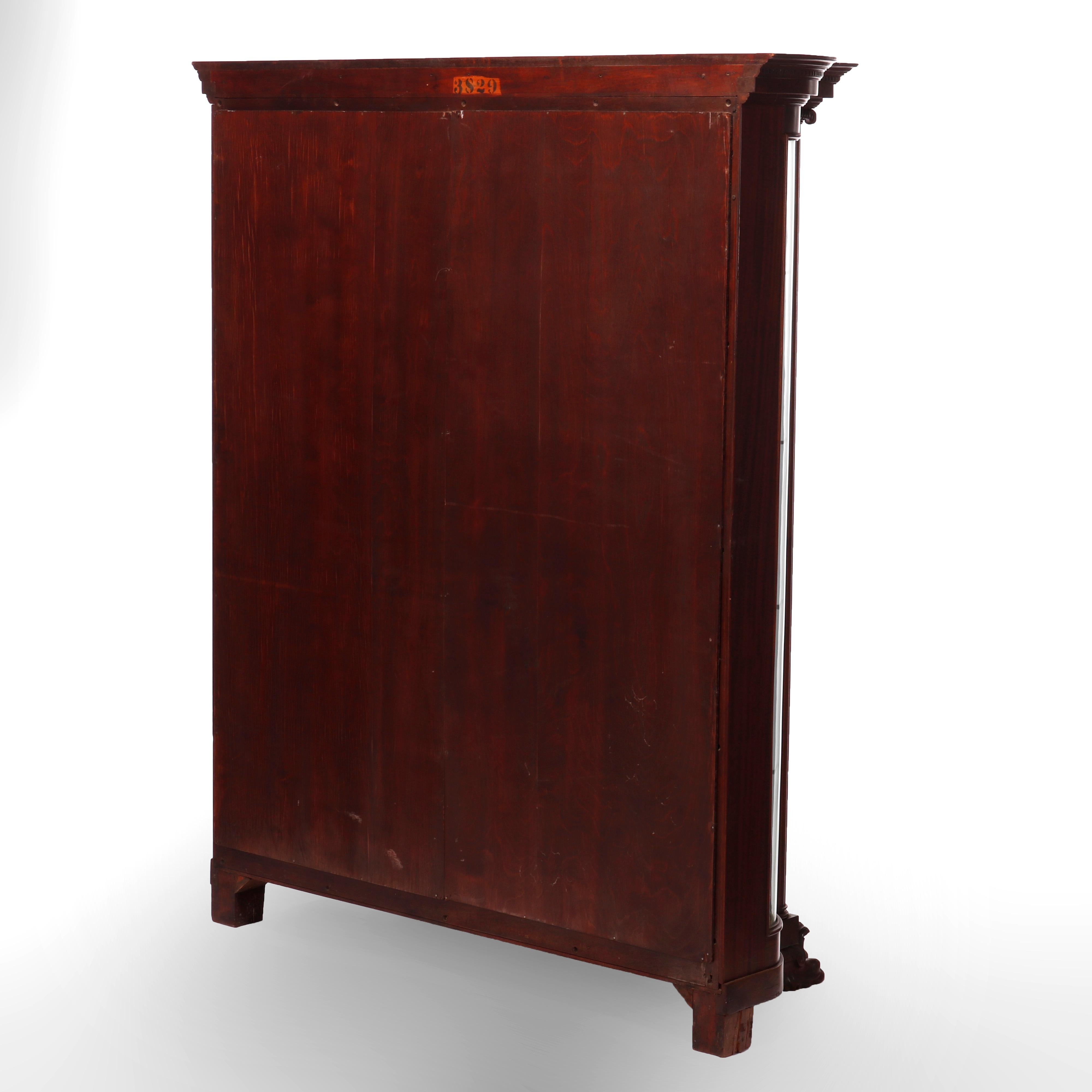Classical Carved Mahogany Oversized Serpentine China Cabinet, Circa 1900 6