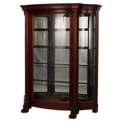 Antique Classical Carved Mahogany Oversized Serpentine China Cabinet, Circa 1900
