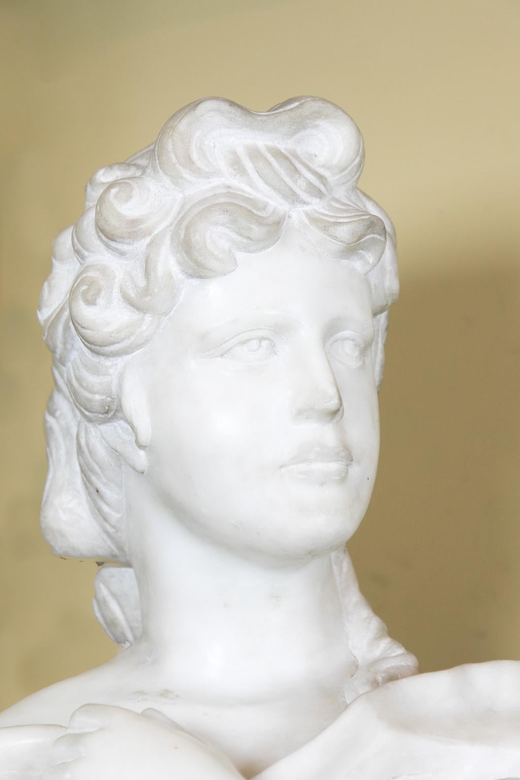 English Classical Carved Marble Bust