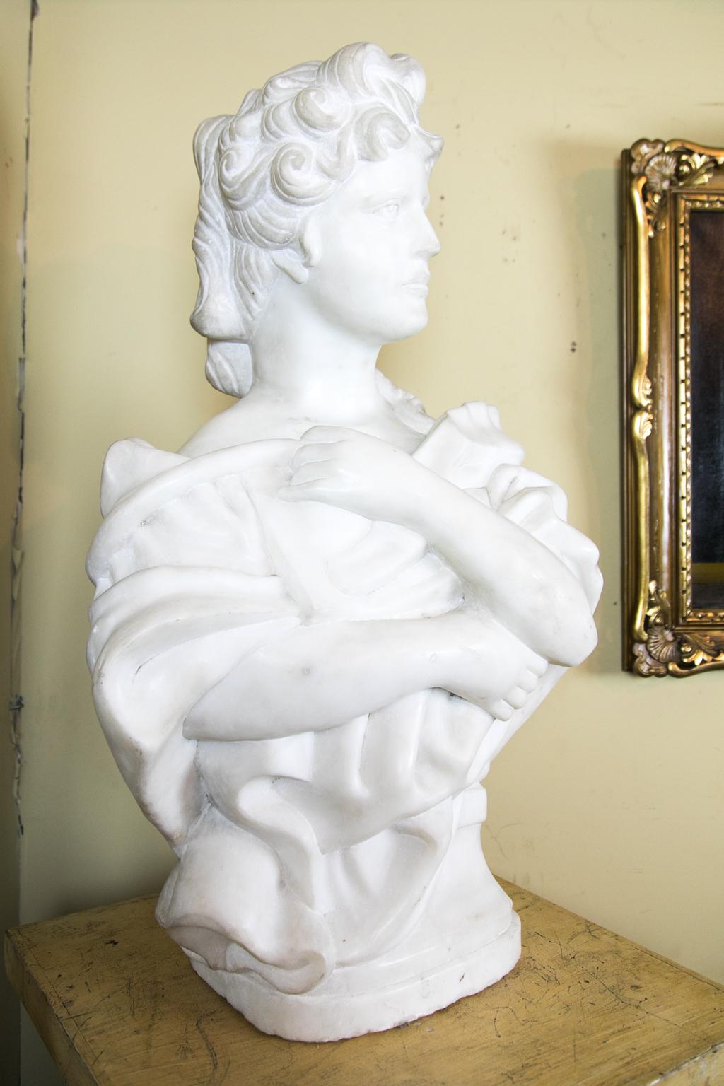 Late 19th Century Classical Carved Marble Bust