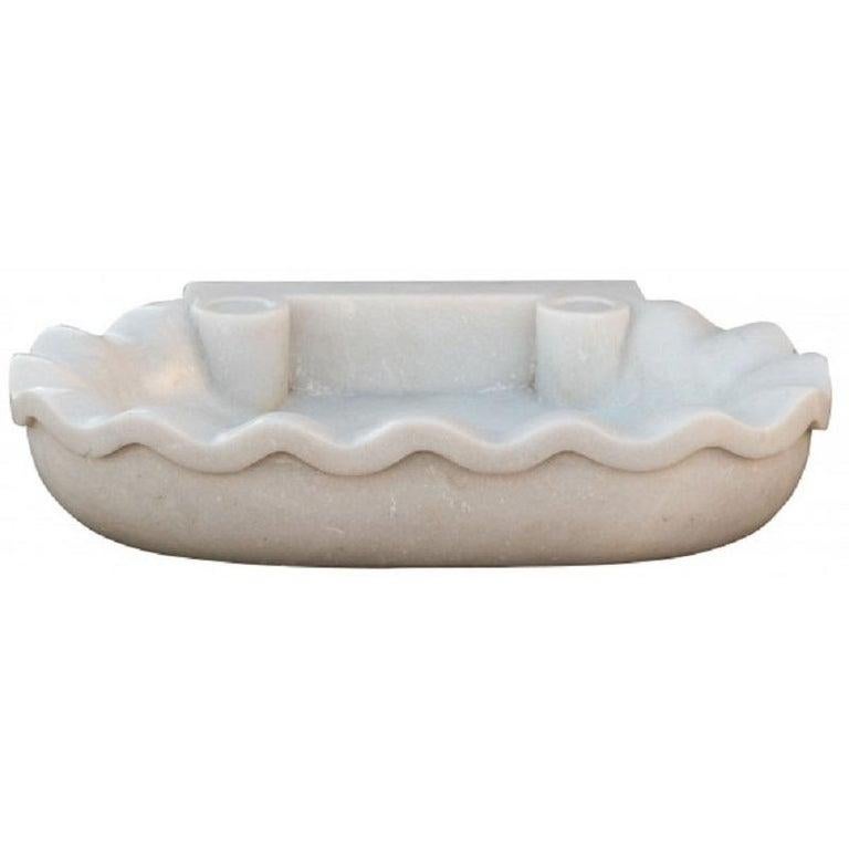 Italian Classical Carved Marble Shell Stone Sink Basin