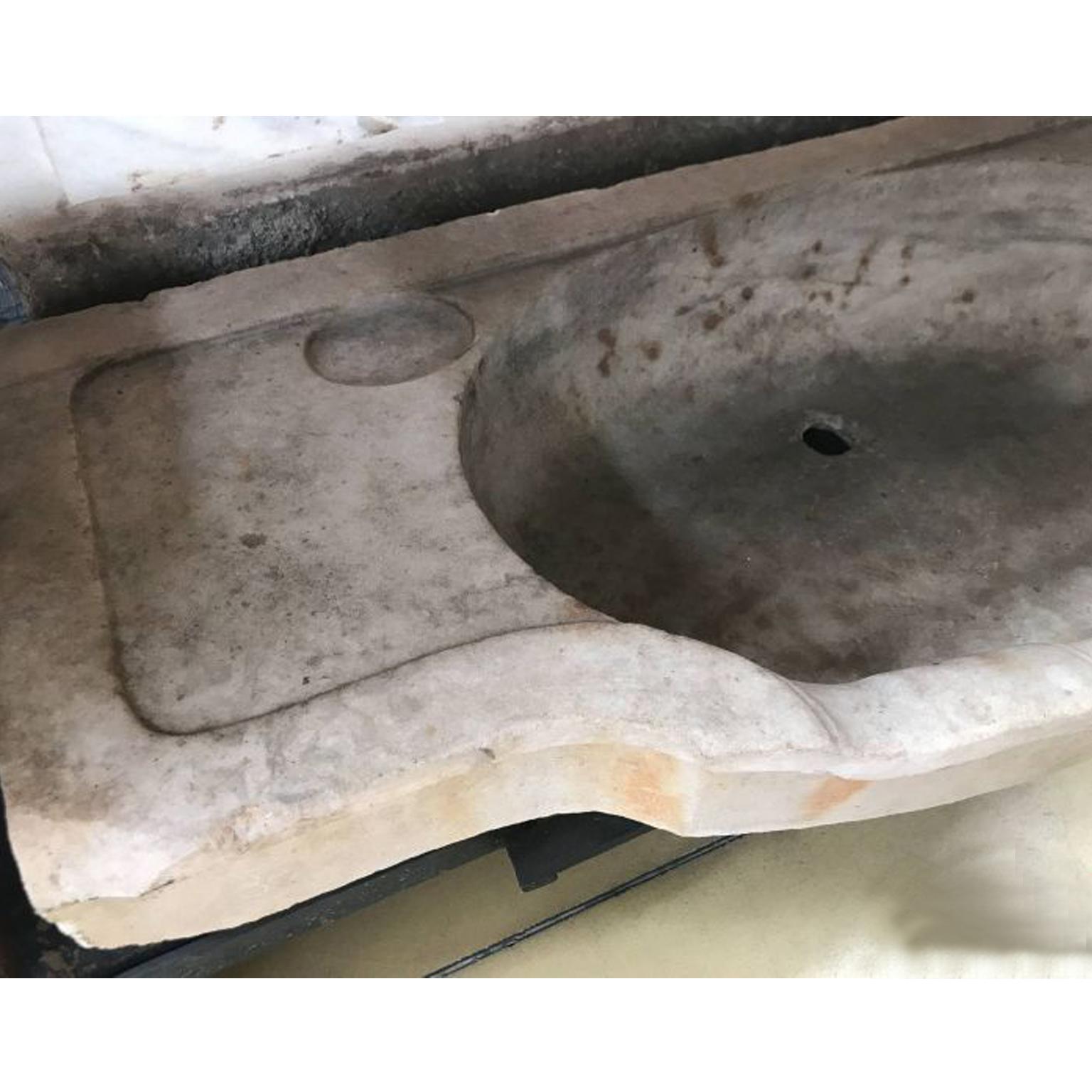 Italian Classical Carved Marble Stone Sink Basin For Sale