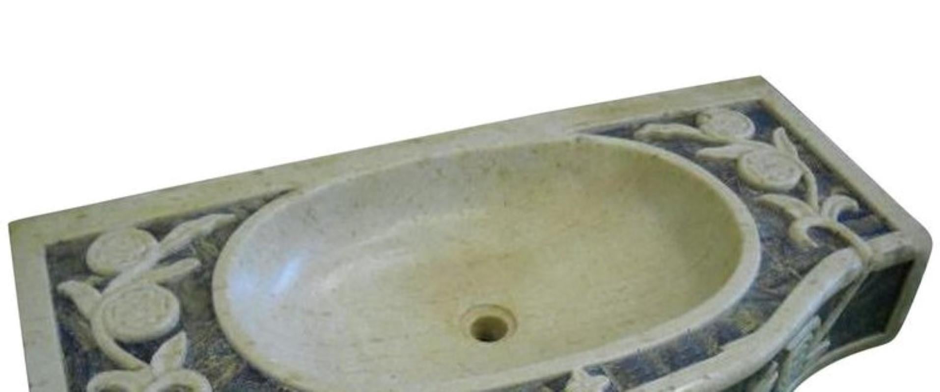 Classical Greek Classical Carved Marble Stone Sink Basin For Sale