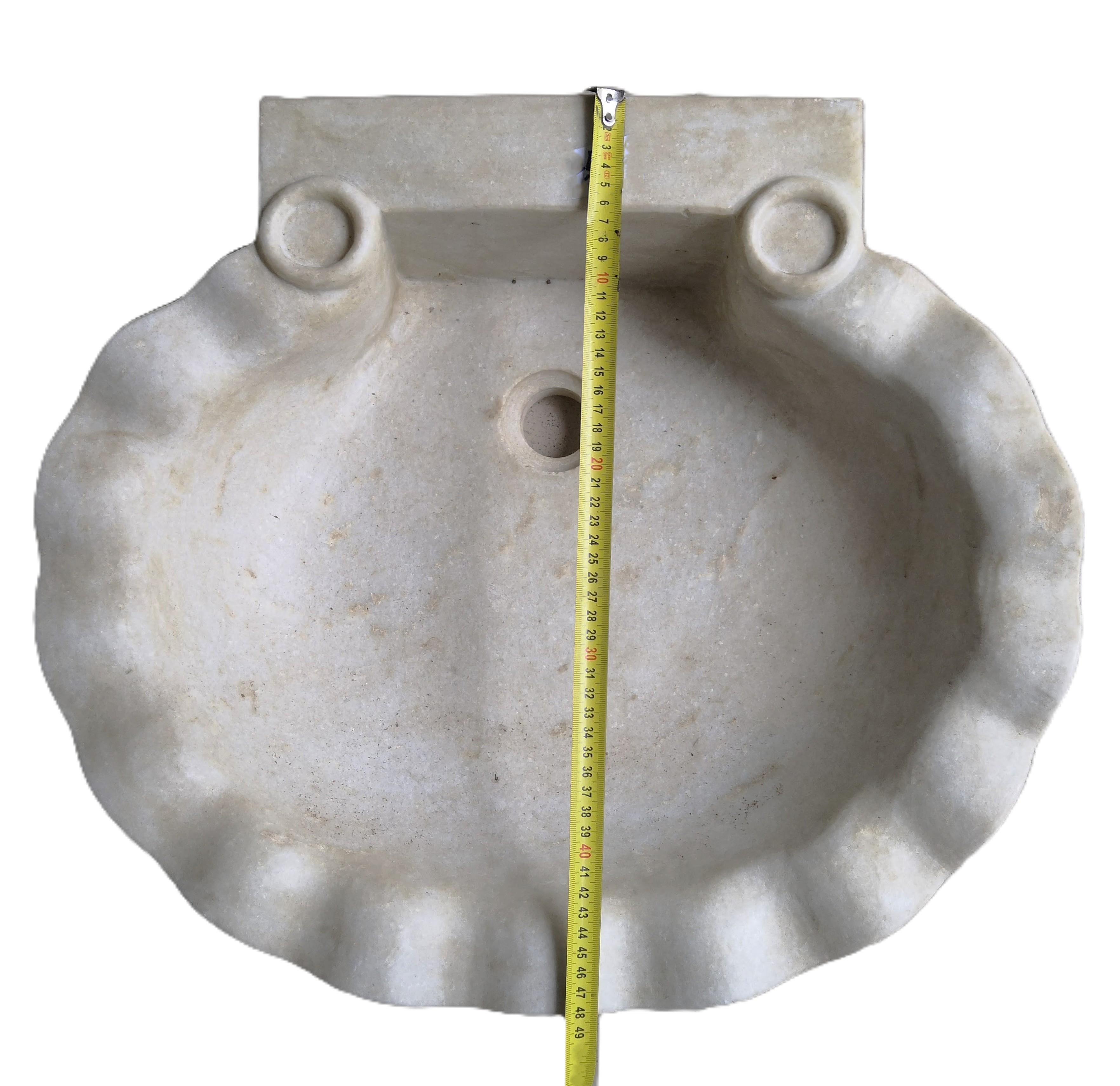 Italian Classical Carved Marble Stone Sink Basin For Sale