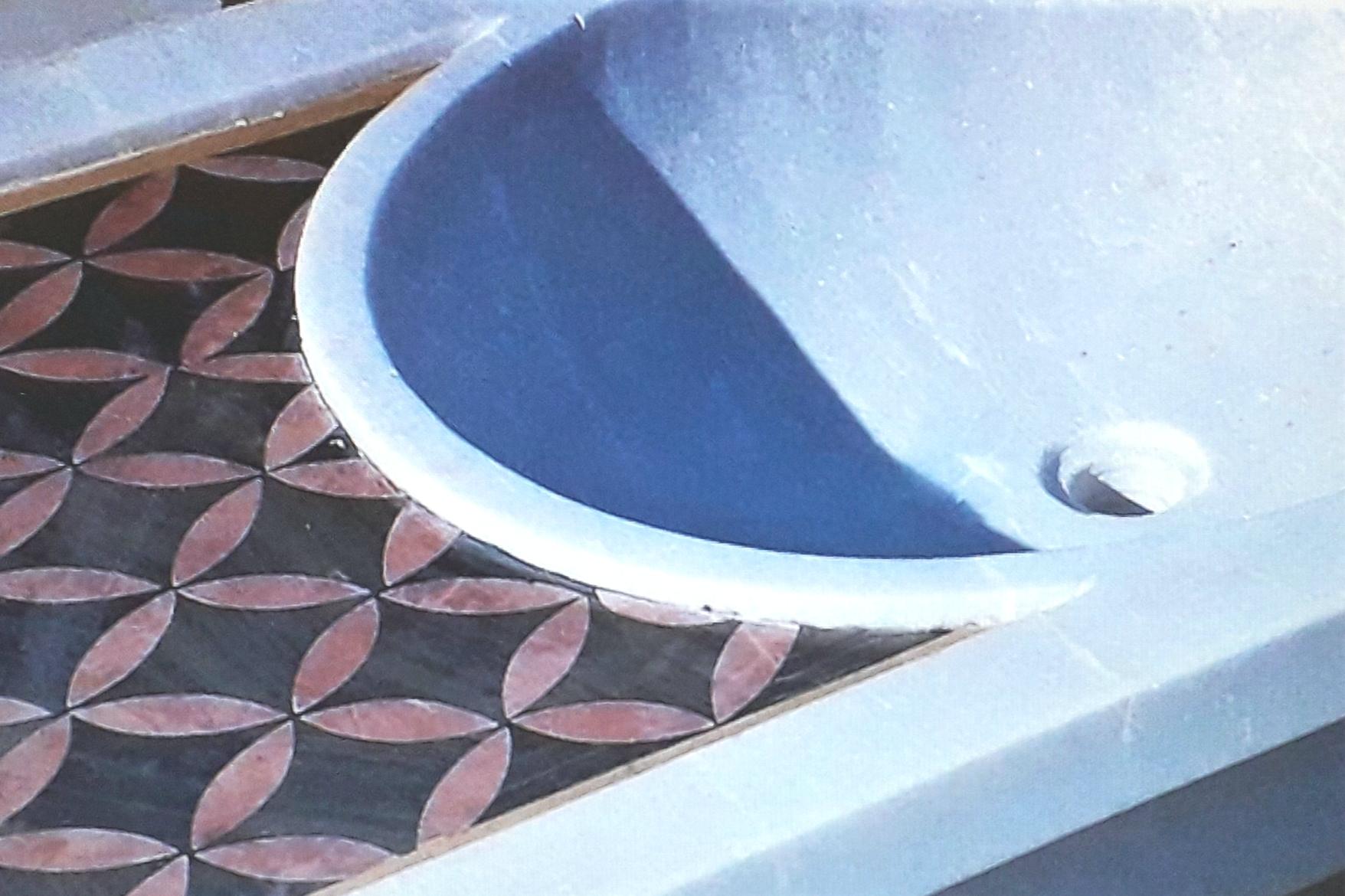 Inlay Classical Carved Marble Stone Sink Basin