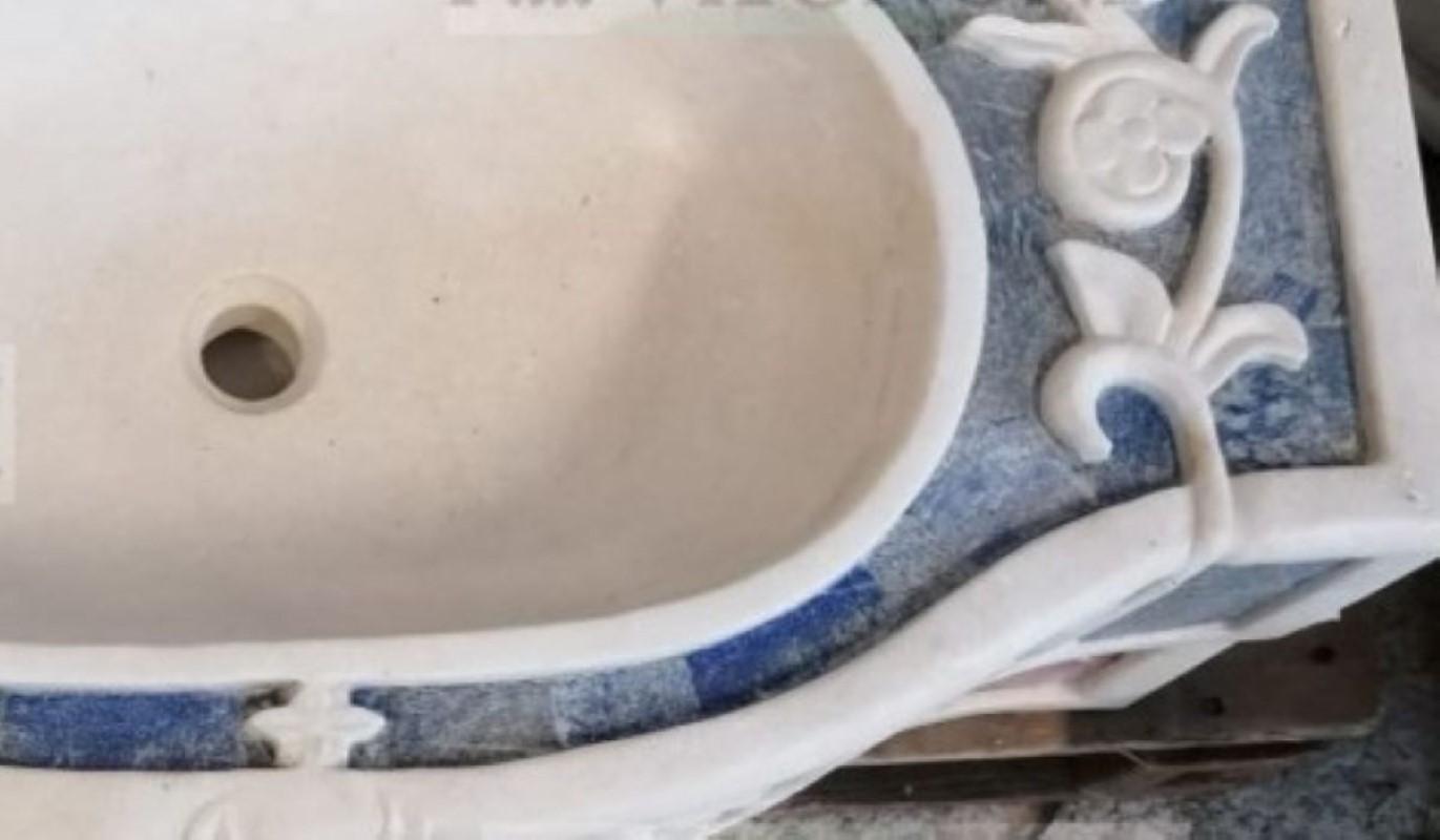 20th Century Classical Carved Marble Stone Sink Basin For Sale