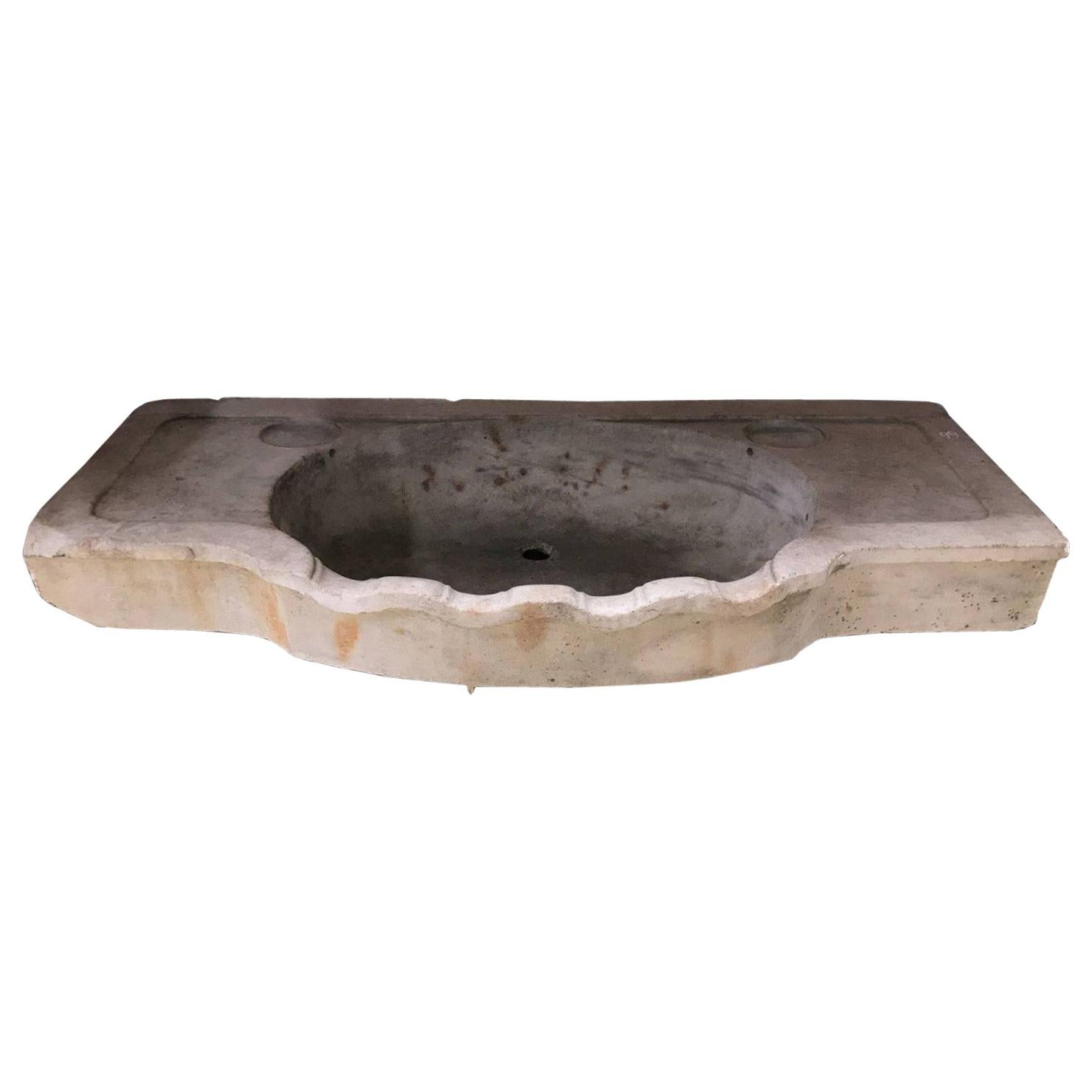 Classical Carved Marble Stone Sink Basin For Sale