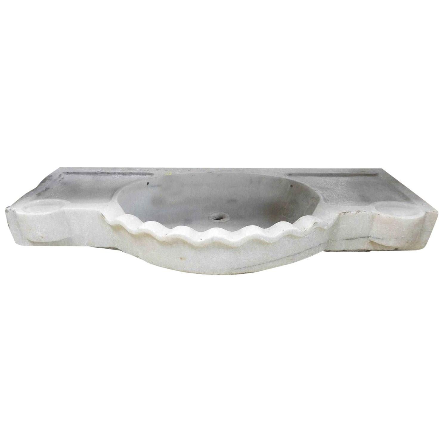Cuvette d'vier en pierre de marbre sculpte de style classique