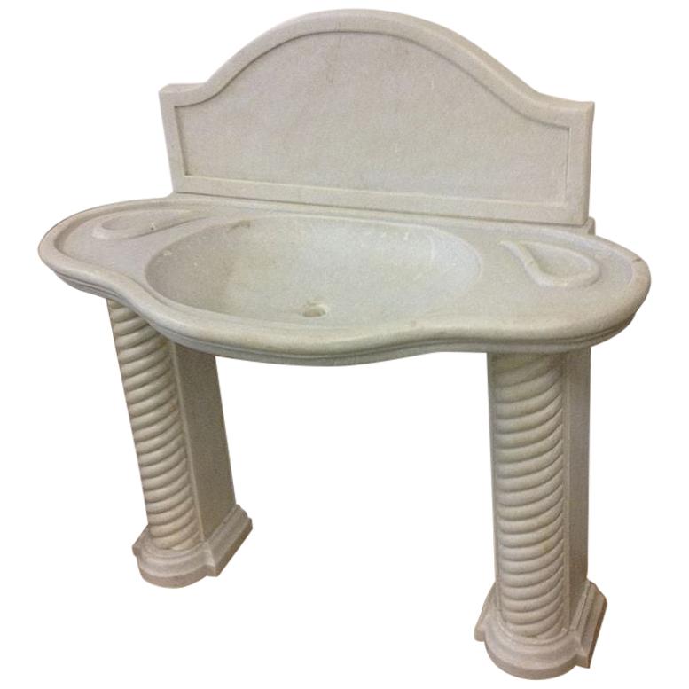 Classical Carved Marble Stone Sink Basin with Stand For Sale