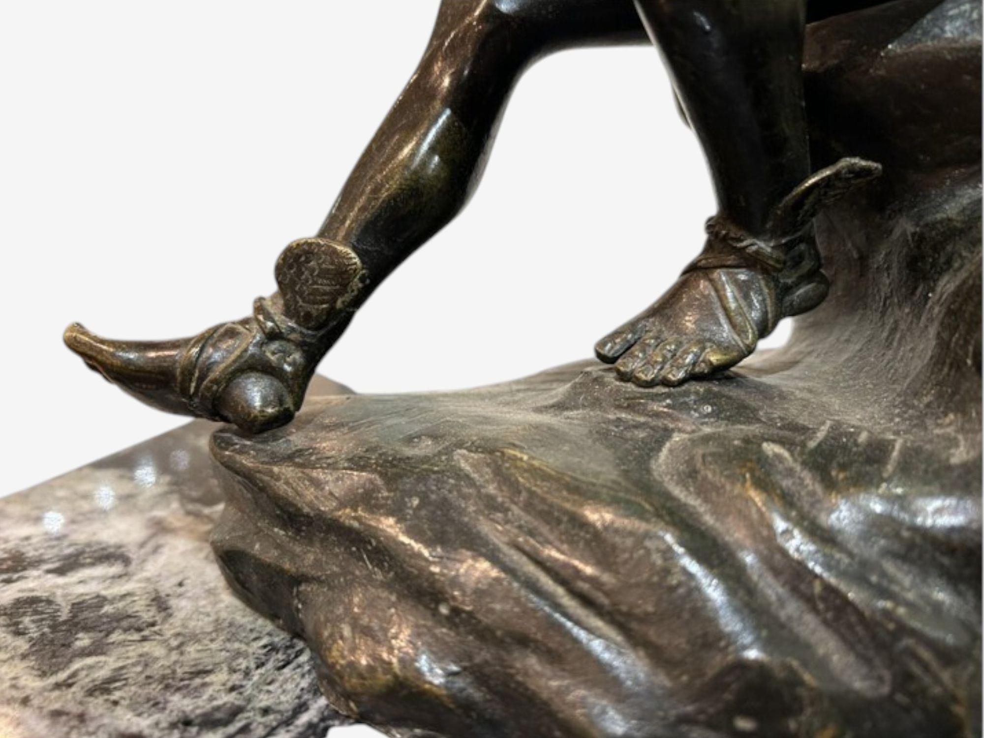 Classical, Cast Bronze, Grand Tour, Statue of Seated Hermes, Italy, 20th C. For Sale 2