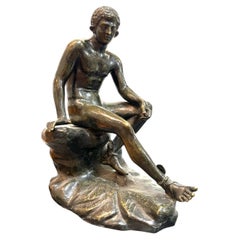 Classical, Cast Bronze, Grand Tour, Statue of Seated Hermes, Italy, 20th C.