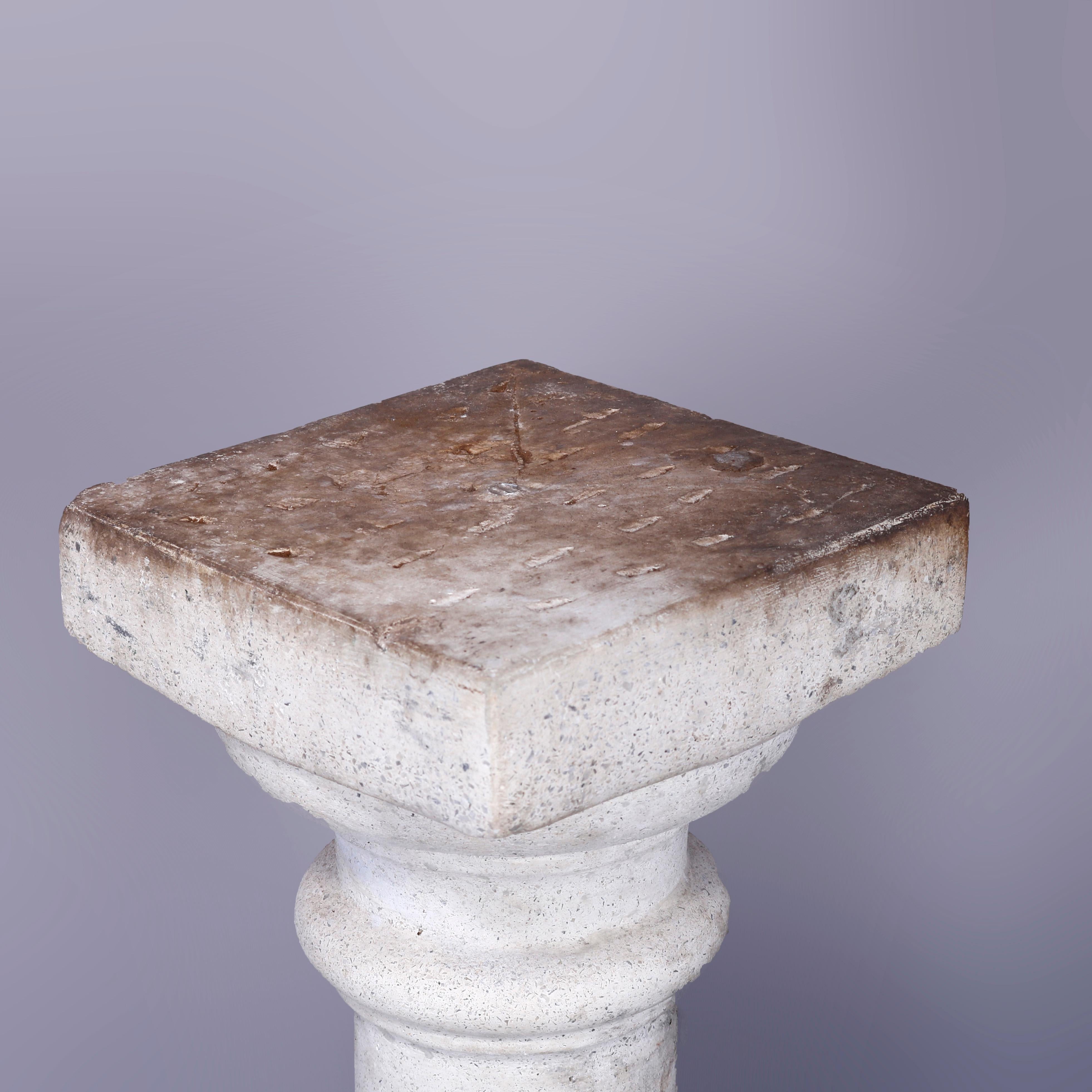 Classical Cast Hard Stone Balustrade Sculpture or Plant Display Pedestal 20th C In Good Condition For Sale In Big Flats, NY