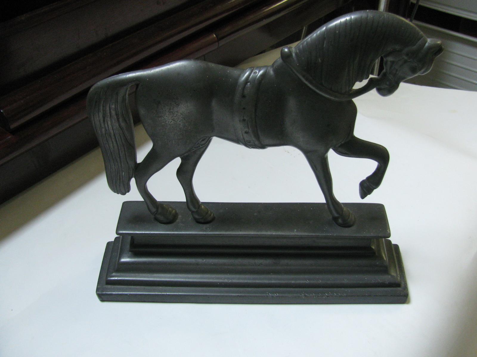 Early 20th Century Classical Antique Cast Nickel Prancing Horse Doorstop