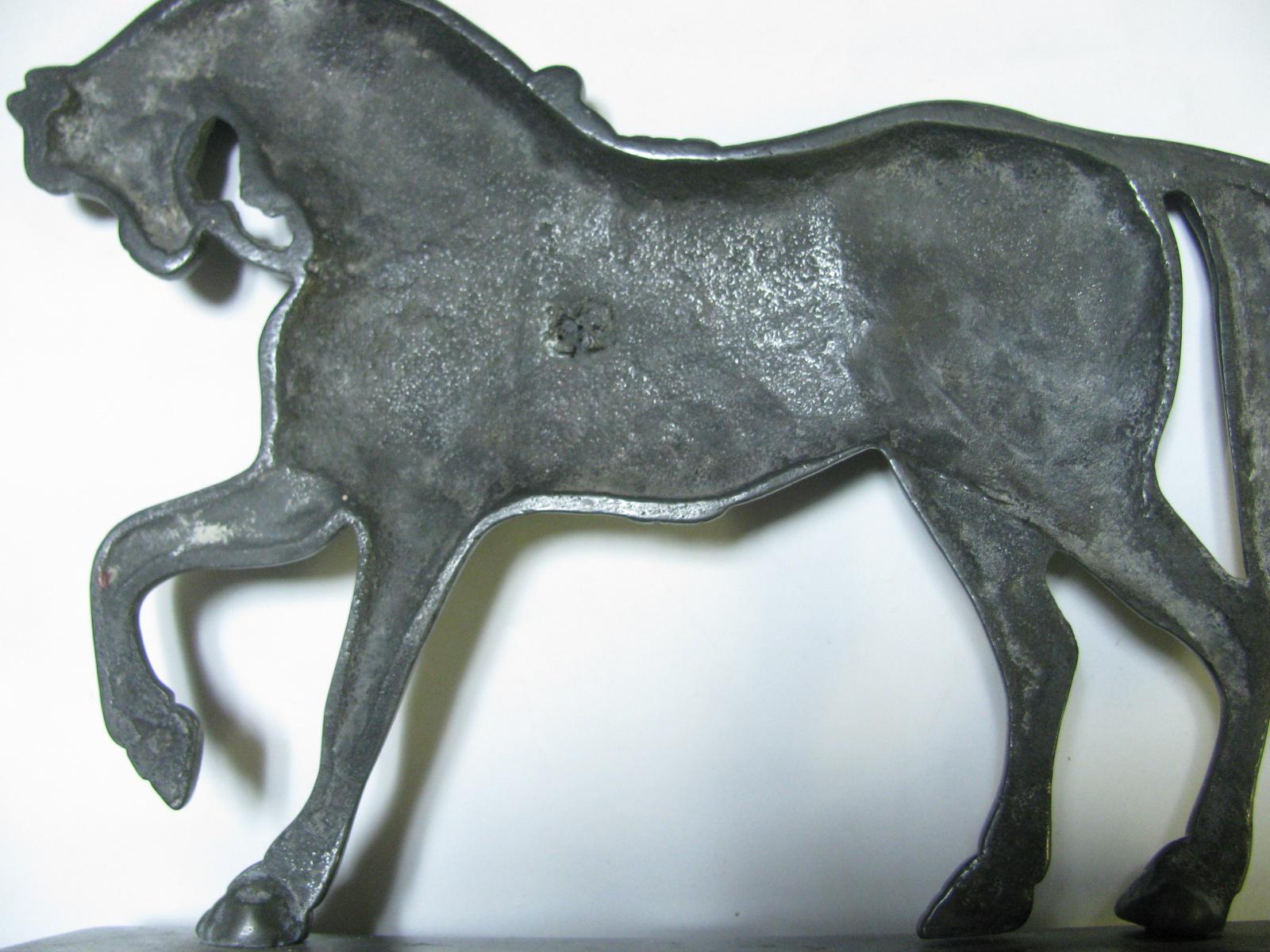 Classical Antique Cast Nickel Prancing Horse Doorstop 1