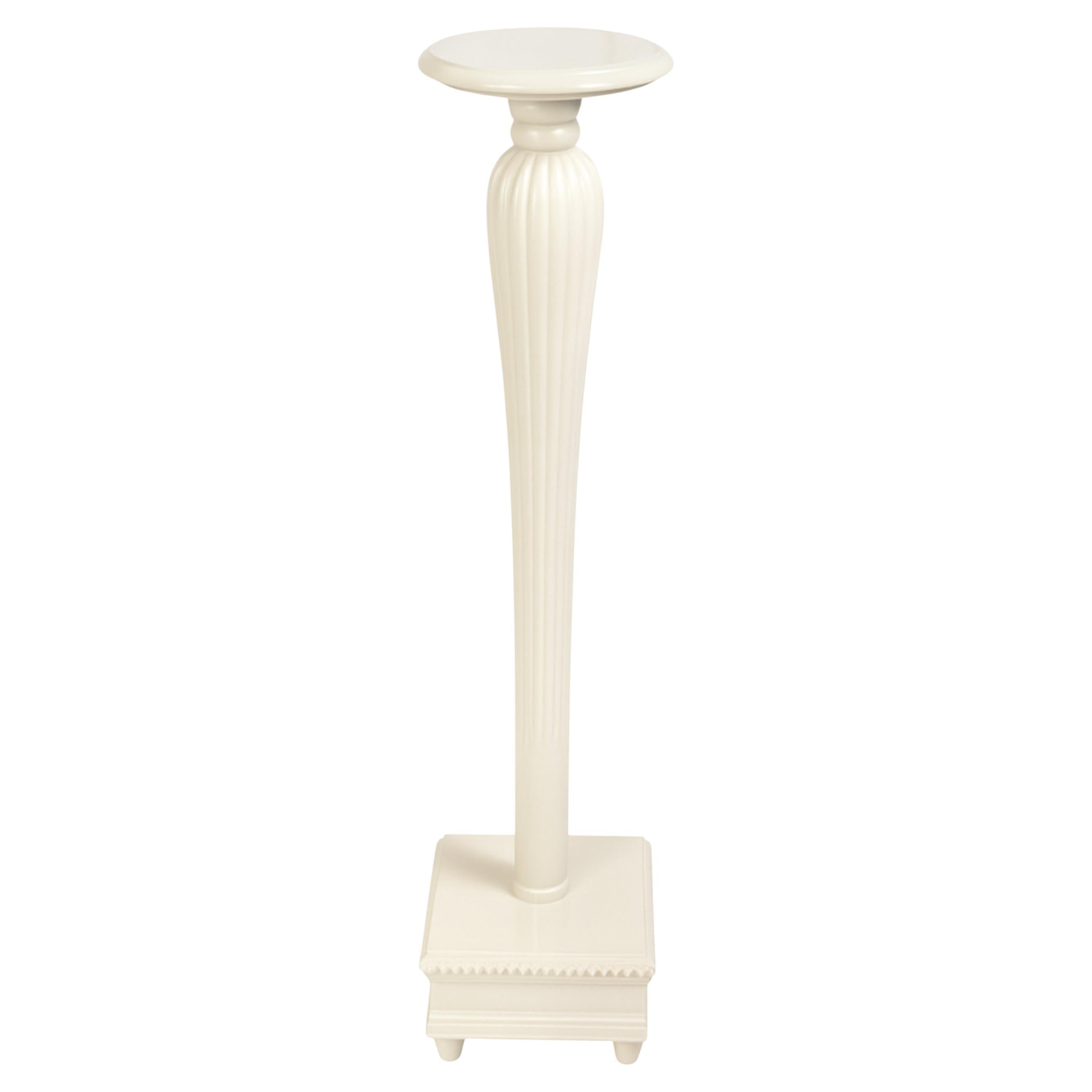 Classical Chestnut Off White Column Pedestal, 20th Century For Sale