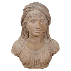 Classical Clay Terracotta Vailed Vestal Bust of a Woman Statue Sculpture 19" Classical Clay Terracotta Vailed Vestal Bust of a Woman Statue Sculpture 19"