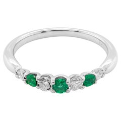 Classical Colombian Emerald Rare Round Shape & Diamond Band Ring PT 900