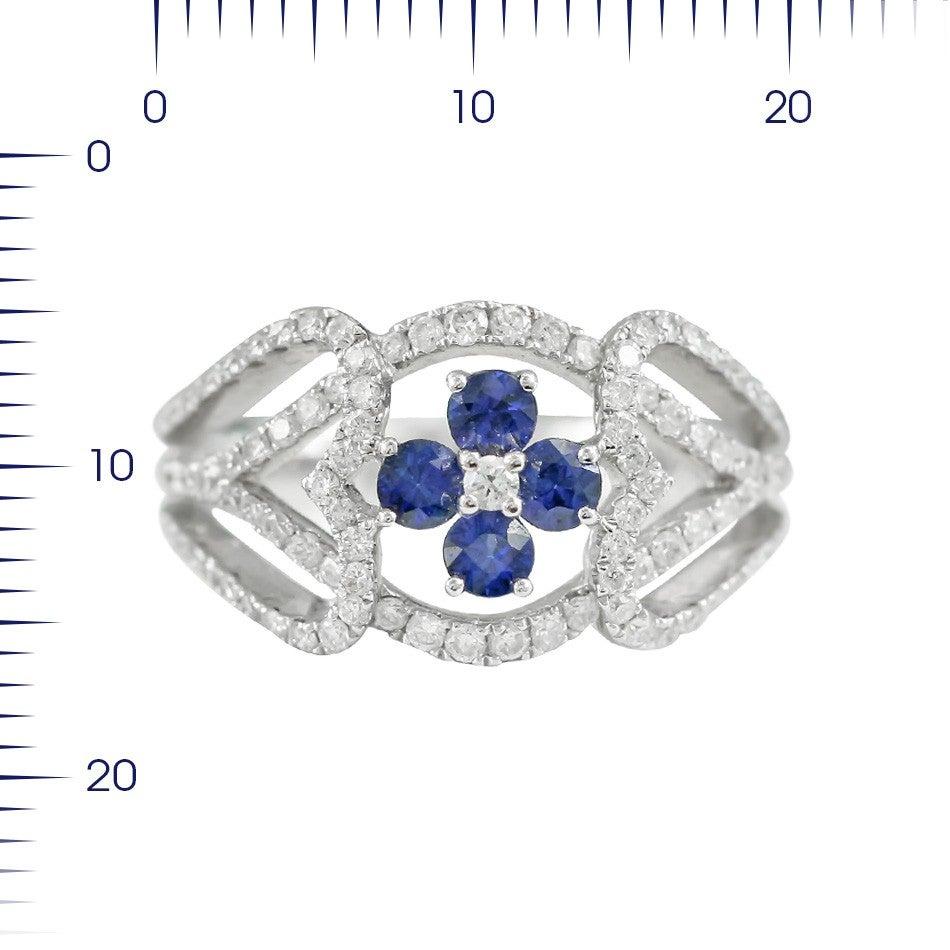 For Sale:  Classical Combination Blue Sapphire White Diamond White Gold 18 Karat Ring 2