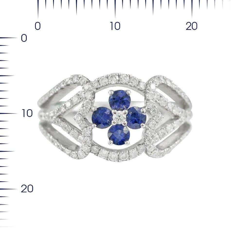 For Sale:  Classical Combination Blue Sapphire White Diamond White Gold 18 Karat Ring 4
