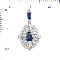 Classical Combination Blue Sapphire White Diamond White Gold Pendant Necklace