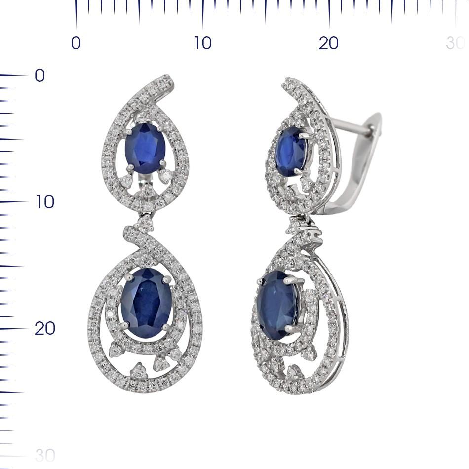 White Gold 14K Earrings 

Diamond 174-RND-0,74-G/VS1A
Sapphire 4-2,58ct

Weight 5.36 grams

With a heritage of ancient fine Swiss jewelry traditions, NATKINA is a Geneva based jewellery brand, which creates modern jewellery masterpieces suitable for