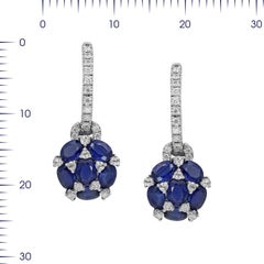 Classical Combination Blue Sapphire White Diamond White Gold Statement Earrings