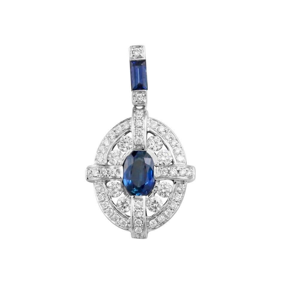For Sale:  Classical Combination Blue Sapphire White Diamond White Gold Statement Ring 3