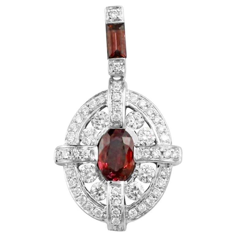 Classical Combination Ruby White Diamond White Gold Pendant For Sale