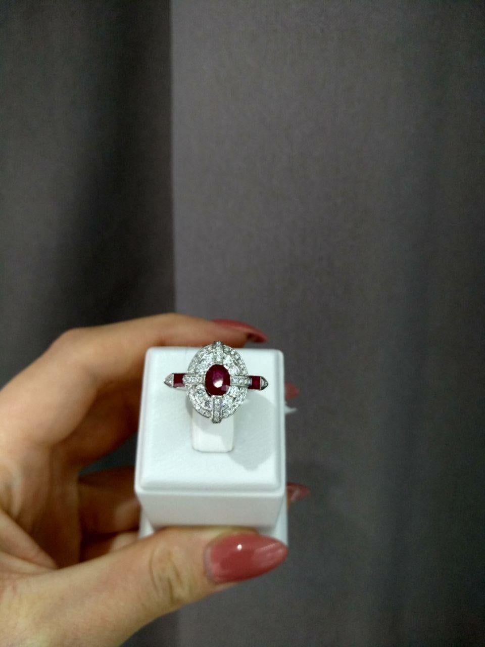 For Sale:  Classical Combination Ruby White Diamond White Gold Ring 10