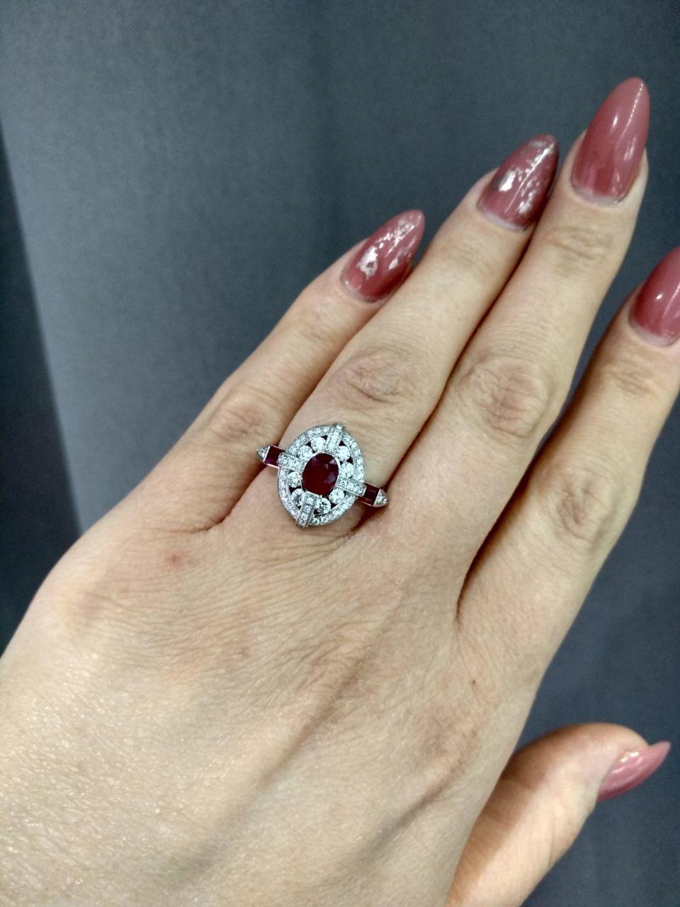 For Sale:  Classical Combination Ruby White Diamond White Gold Ring 5