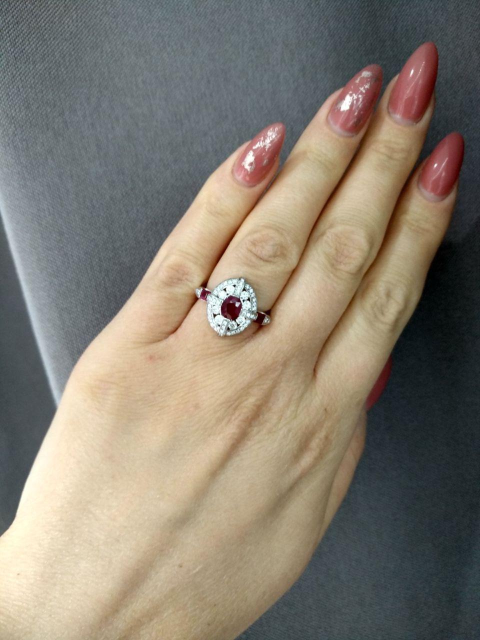 For Sale:  Classical Combination Ruby White Diamond White Gold Ring 6