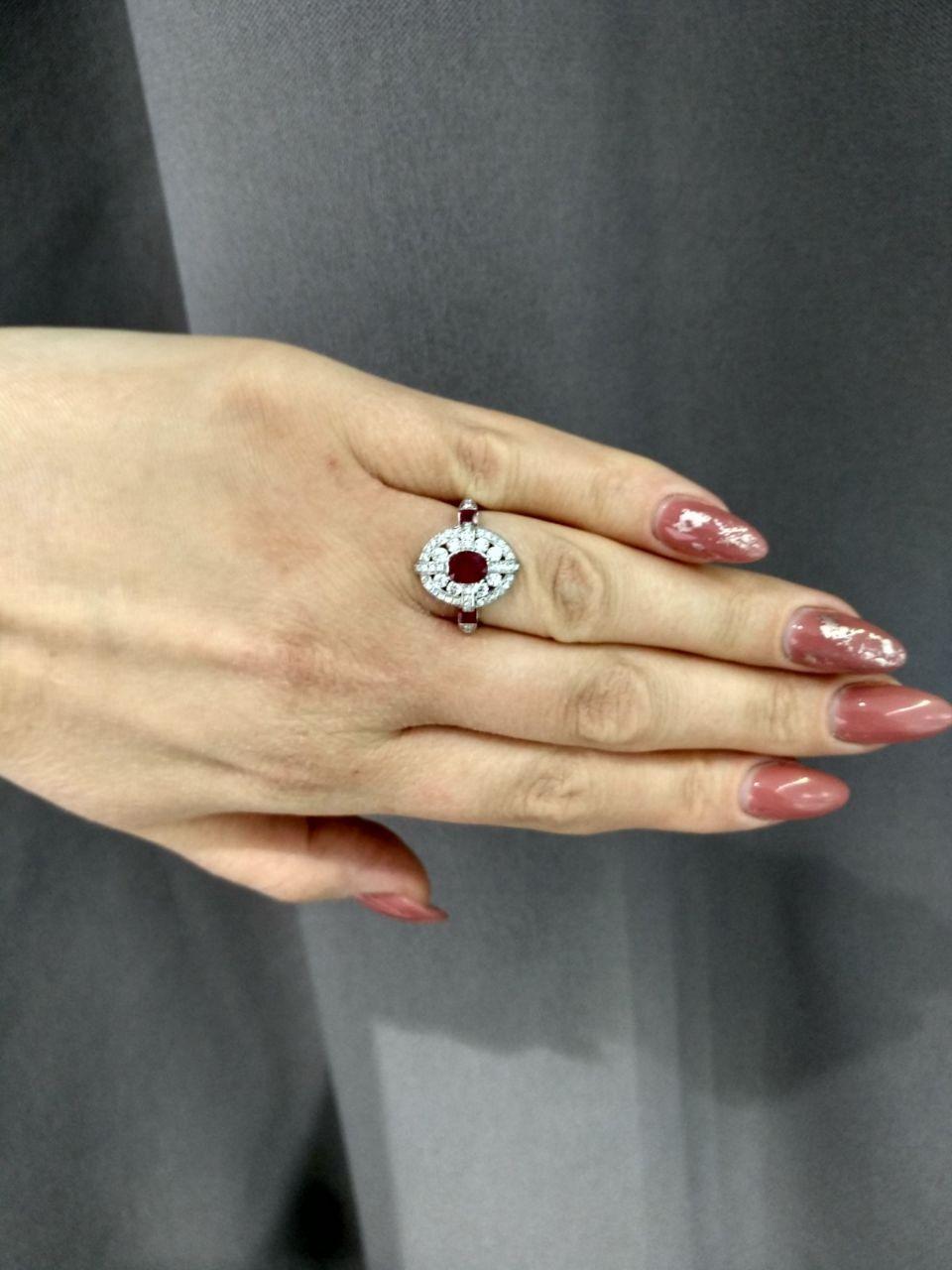 For Sale:  Classical Combination Ruby White Diamond White Gold Ring 9