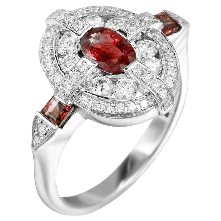 Classical Combination Ruby White Diamond White Gold Ring