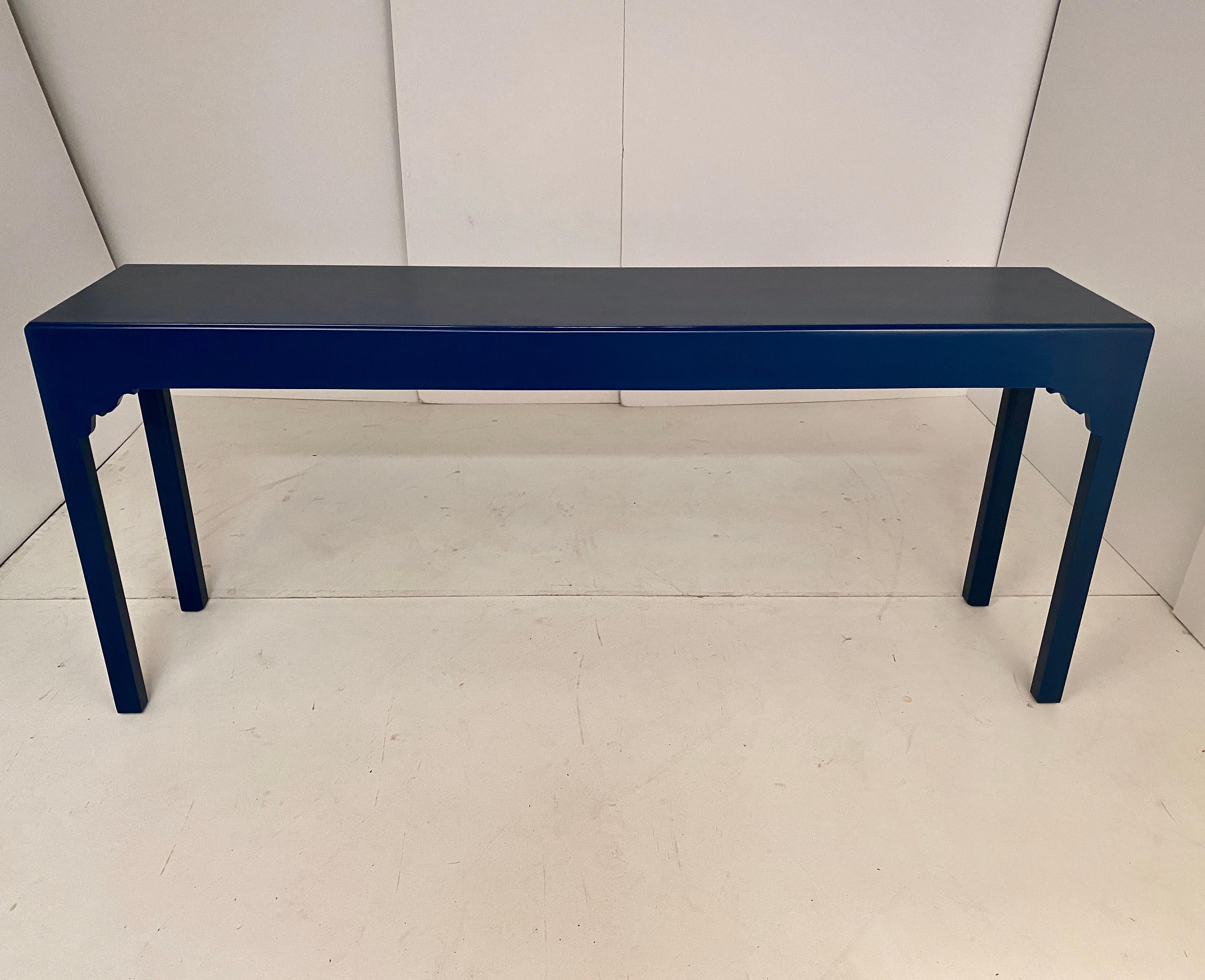 blue lacquer console table