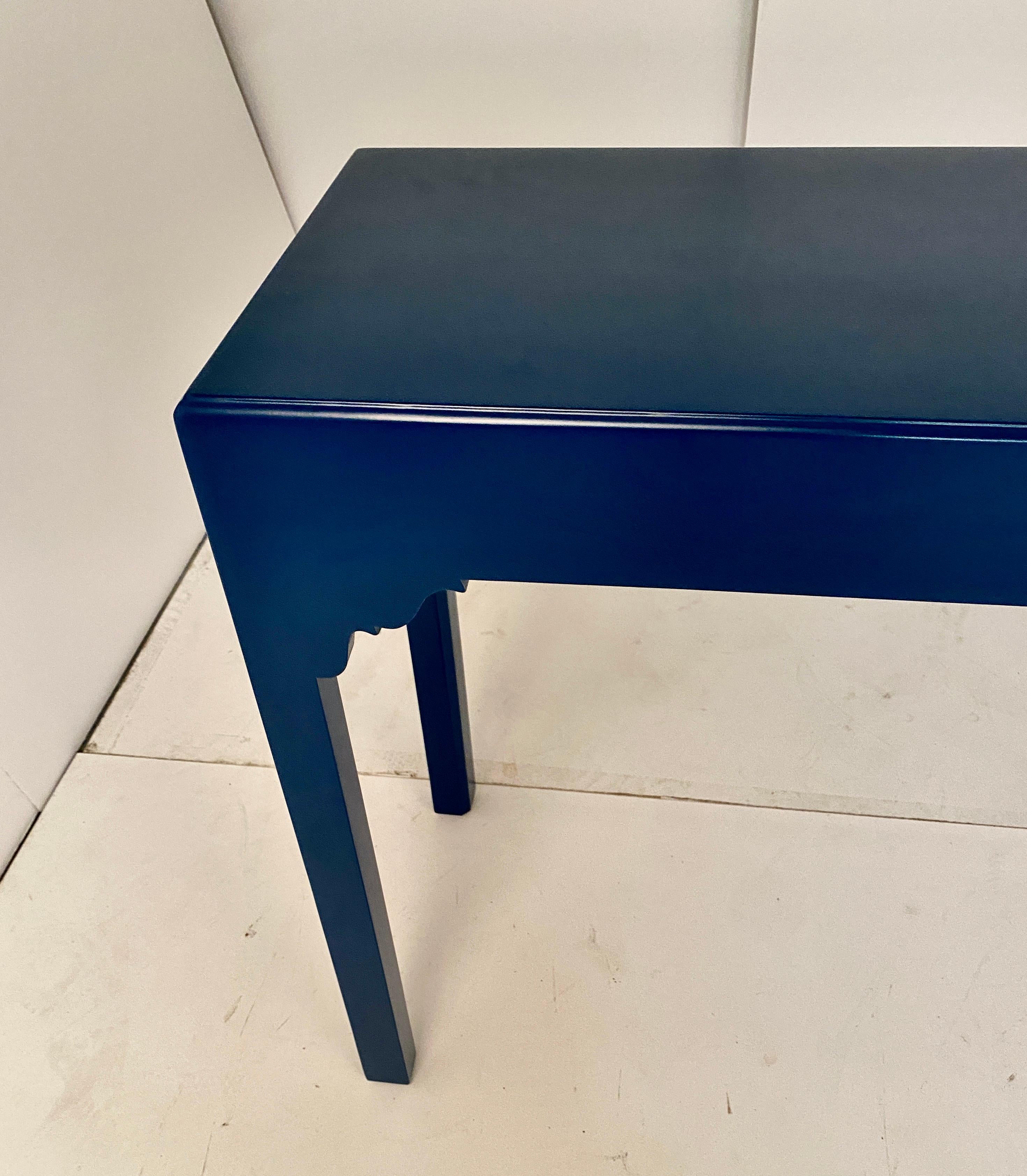 Mid-20th Century Classical Console Table in Blue Lacquer