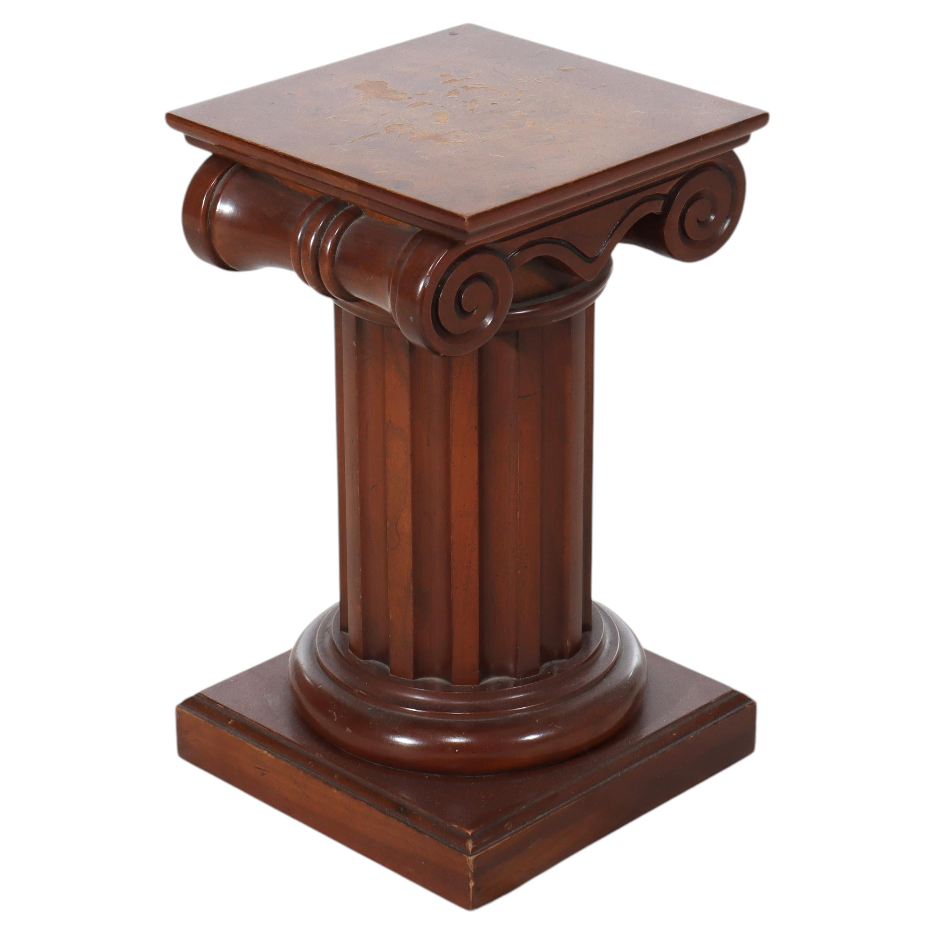 Classical Corinthian Column Style Carved Walnut Pedestal 20thC