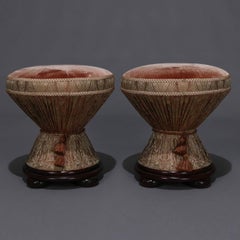 Classical Dembe Drum Form Pleated Tabourets or Ottomans, 20th Century