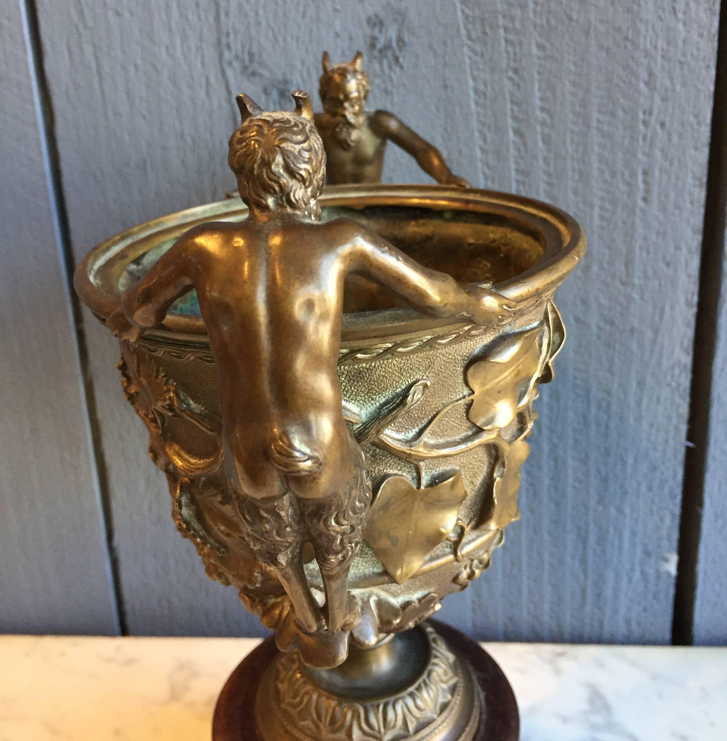 19th Century Classical Design Grand Tour Bronze Cup Stamped B Boschetti, Rome