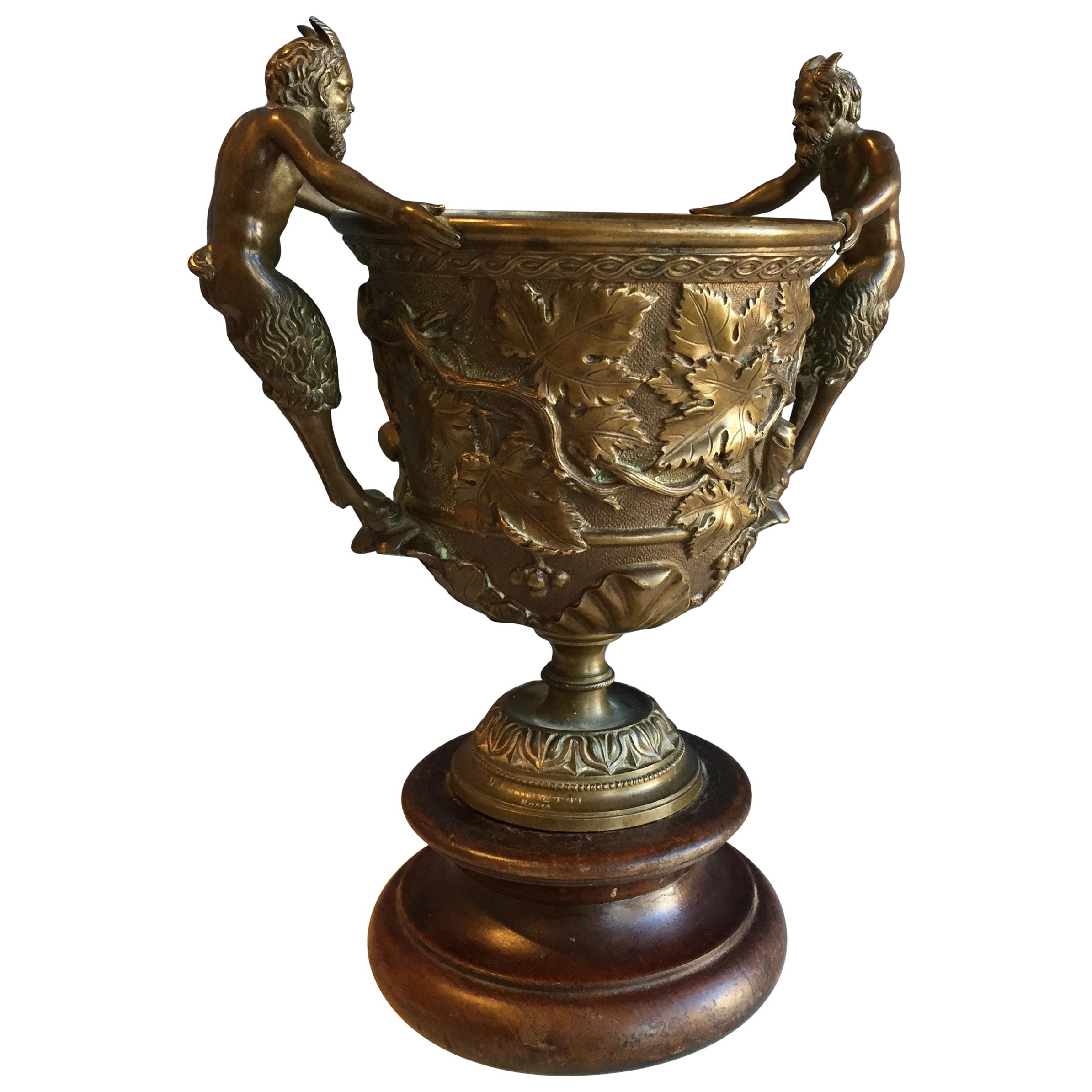 Classical Design Grand Tour Bronze Cup Stamped B Boschetti, Rome