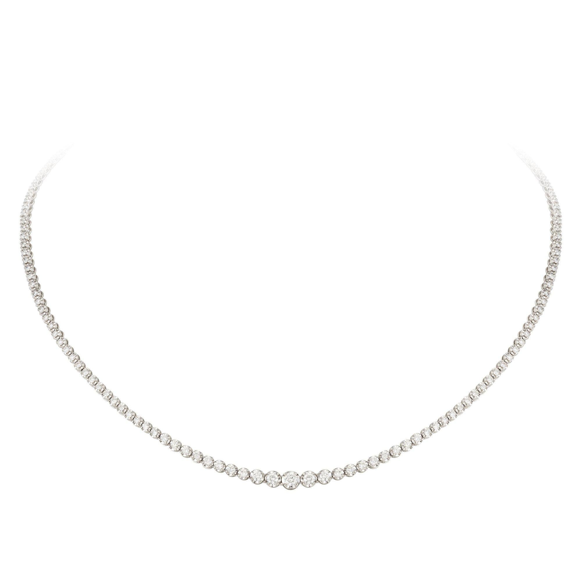 COLLAR Clásico Diamante Oro Blanco 18K 3.00 Cts/154 Piezas Estilo Graduación
