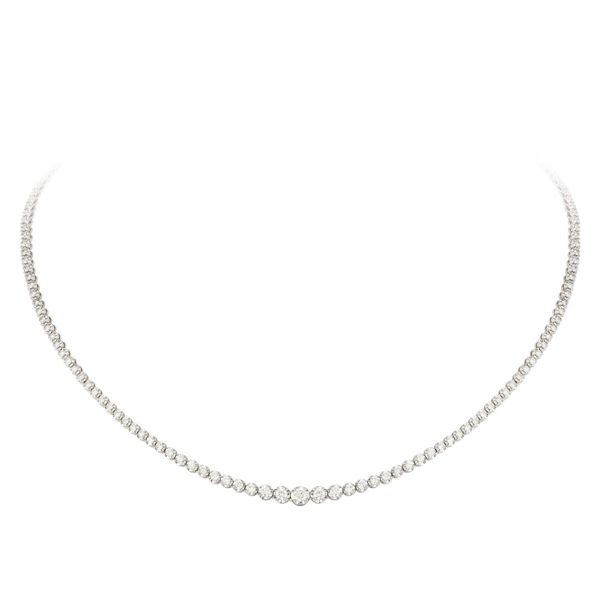 Classical Diamond Necklace 18K White Gold Graduation Style for Her