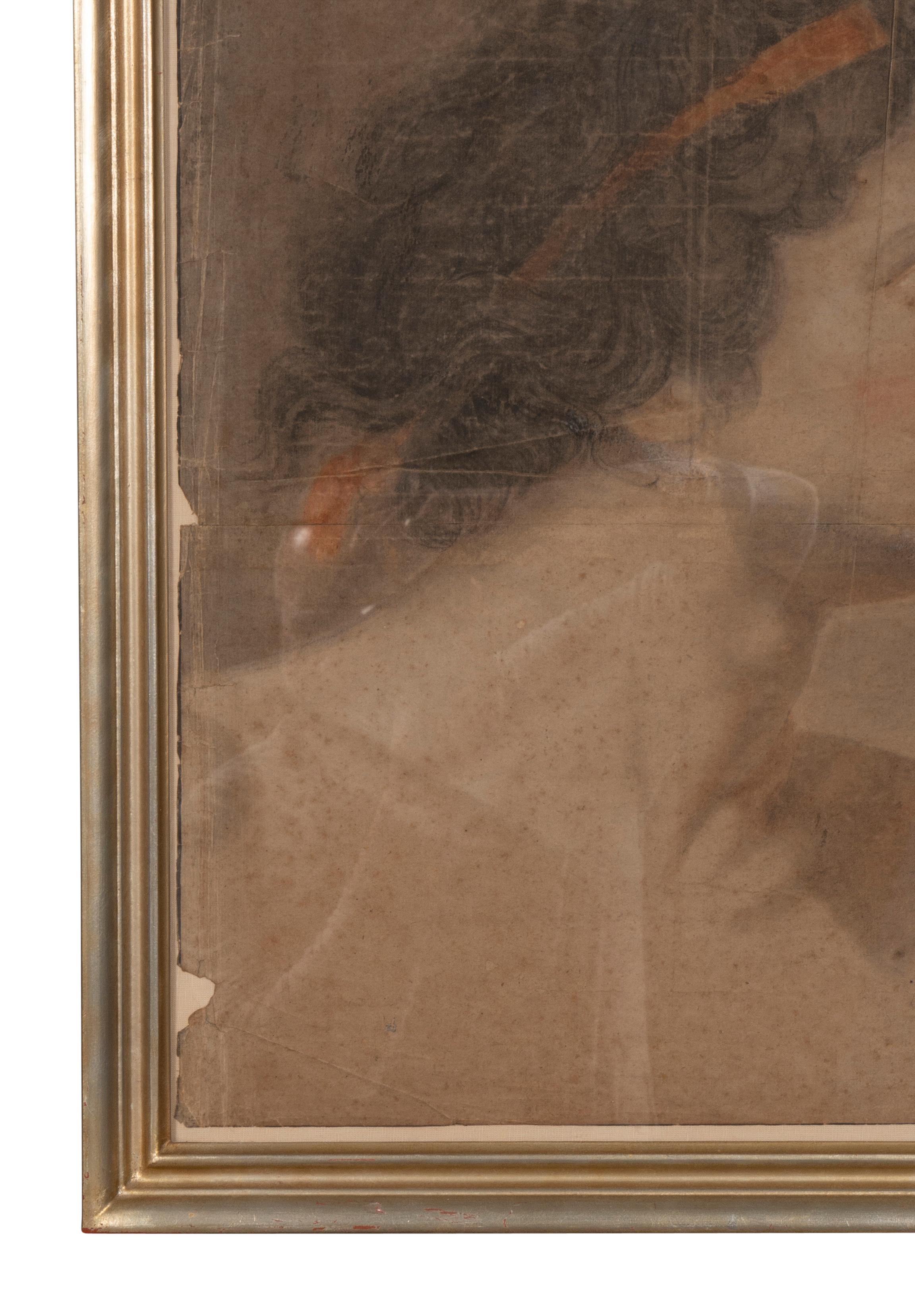 Dibujo clásico de un hombre joven siglo XVIII y antes en venta