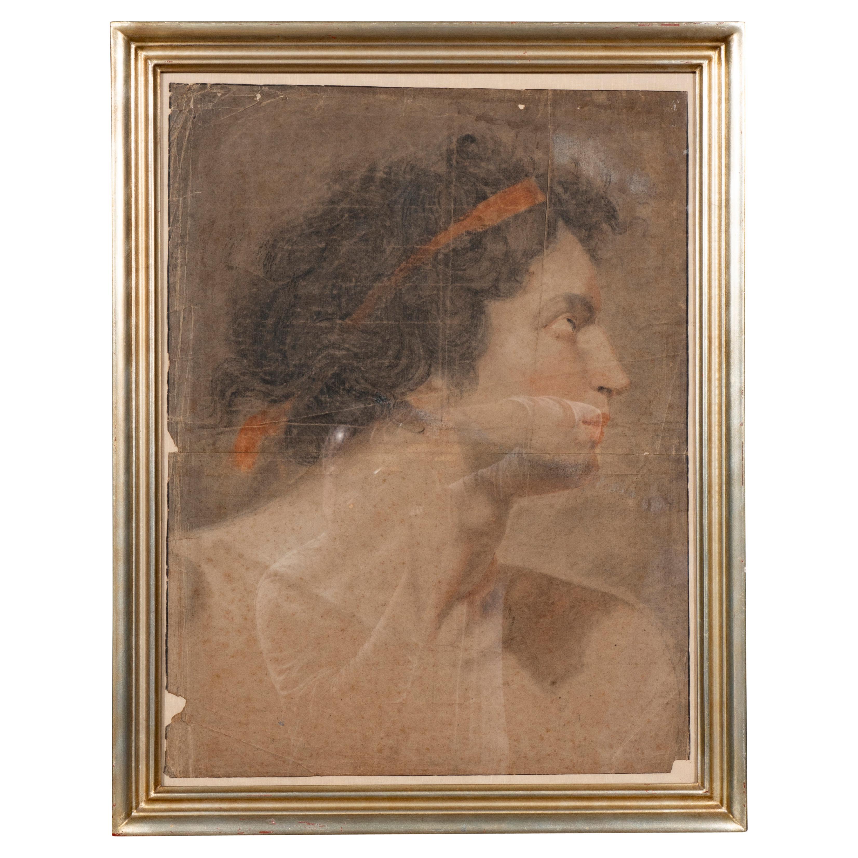 Classical Drawing of a Young Man For Sale