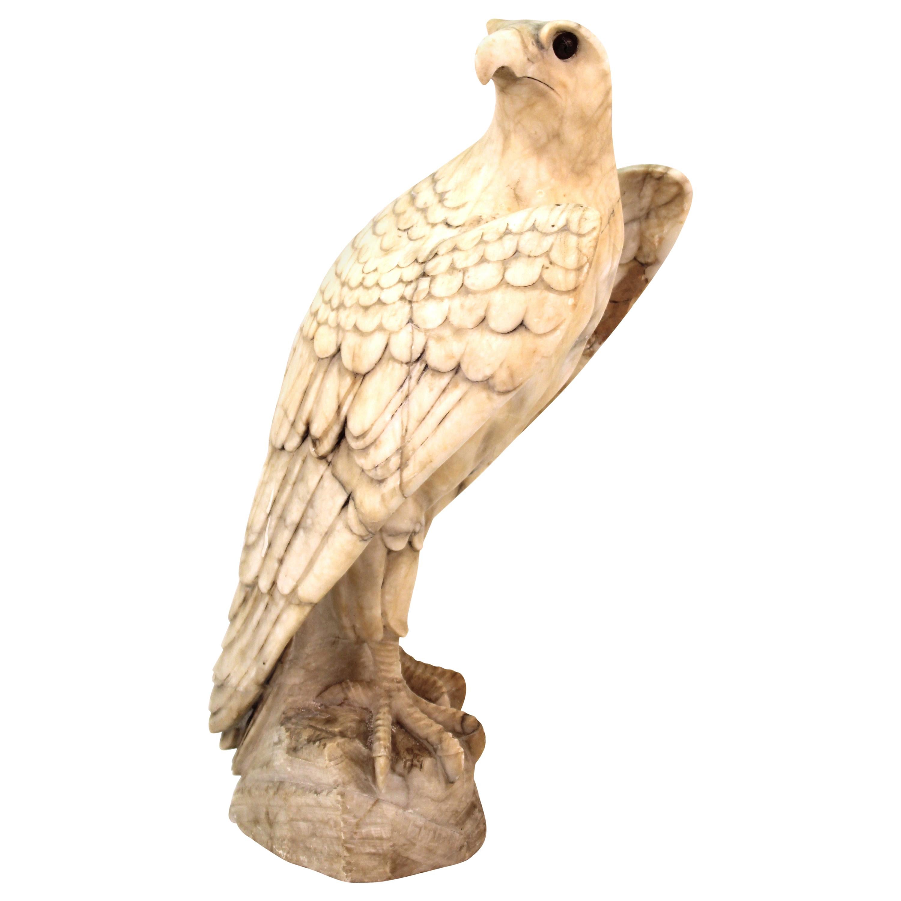 Classical Eagle Sculpture in Carved Marble