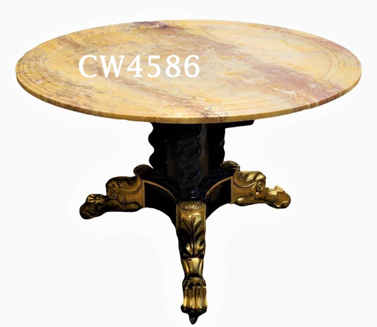 Classical Ebonized & Gilt Marble Top Table For Sale 5