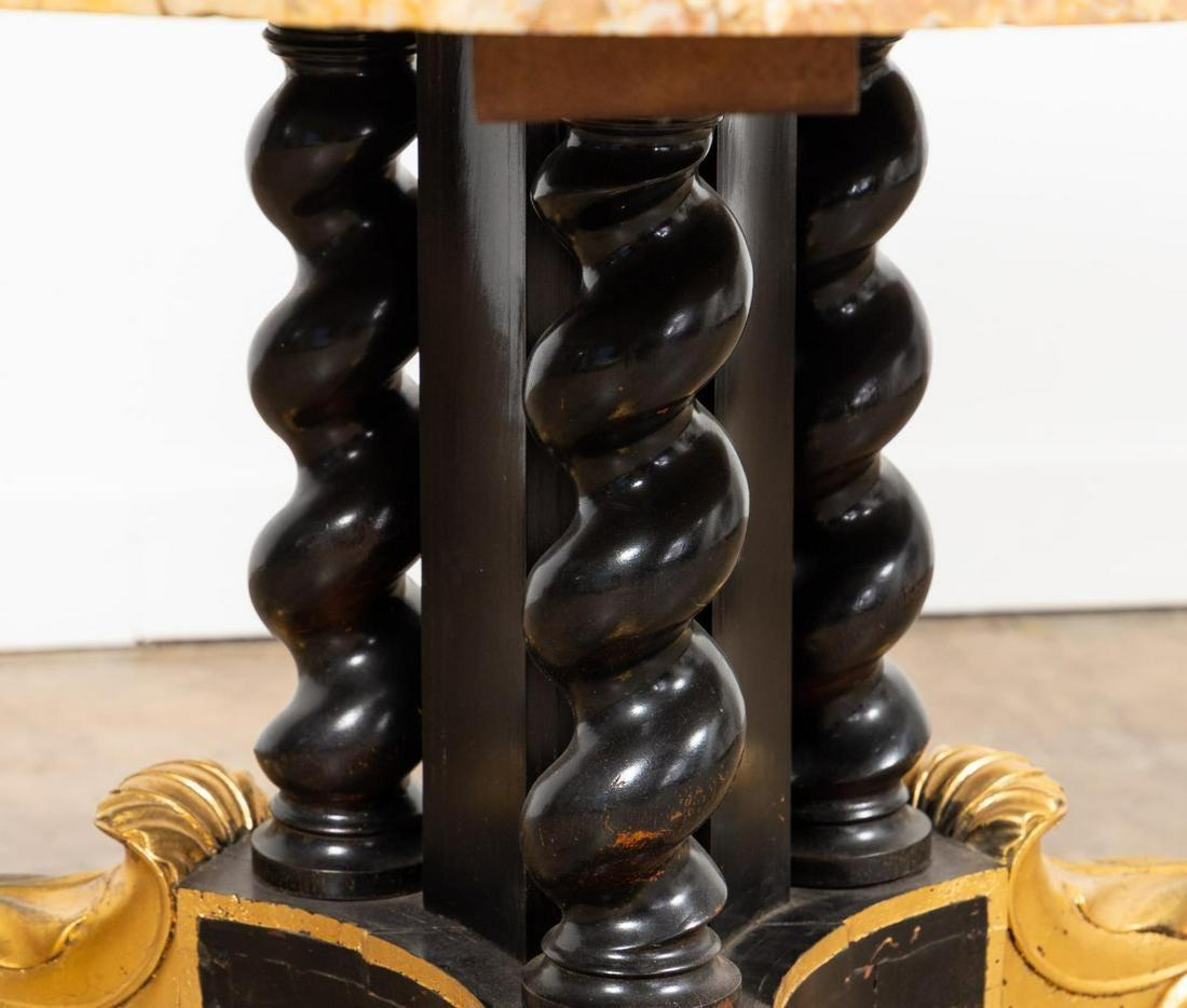 19th Century Classical Ebonized & Gilt Marble Top Table For Sale