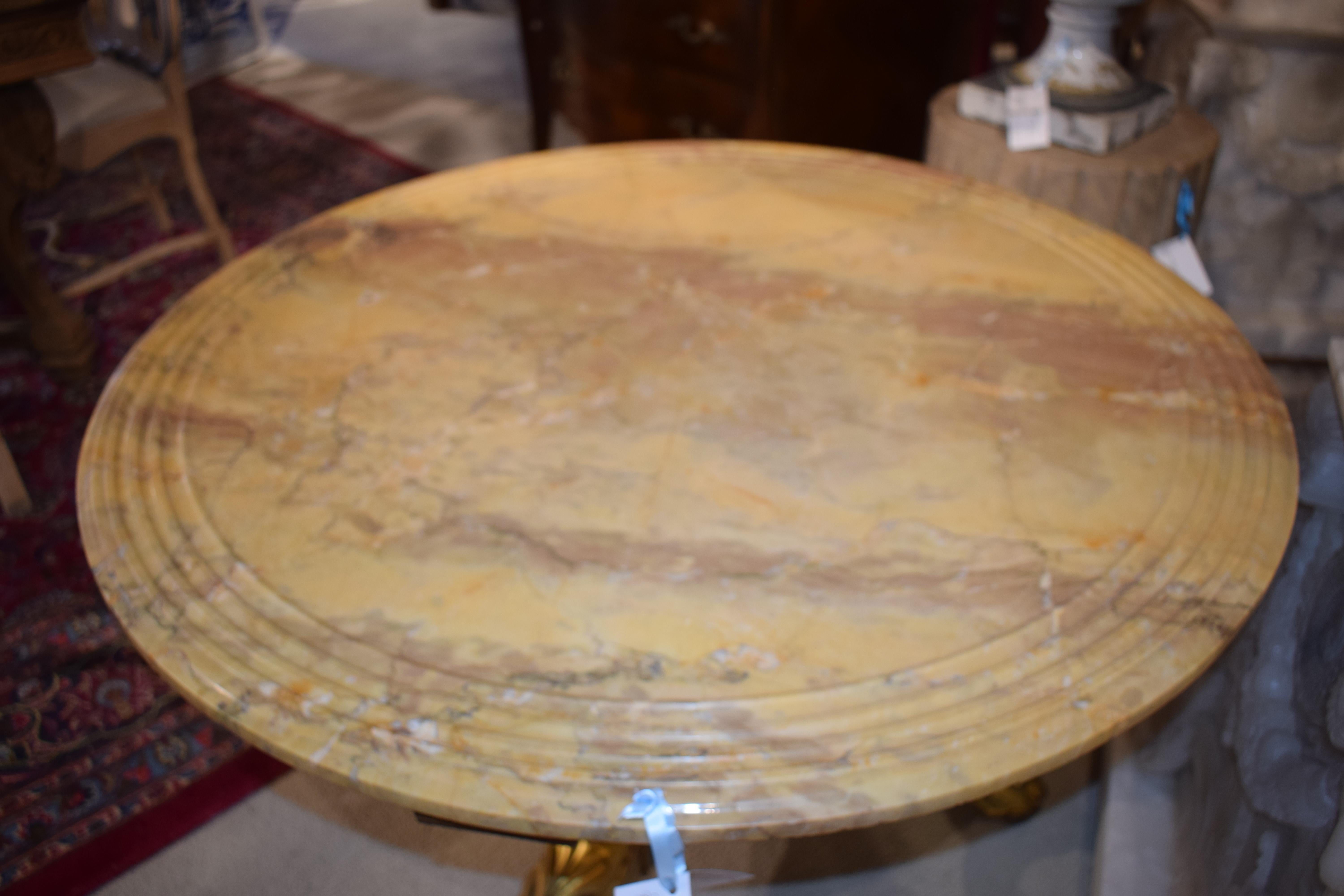 Classical Ebonized & Gilt Marble Top Table For Sale 2